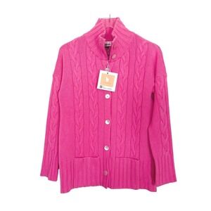 NEW Diane Snyder Cashmere Pink Cardigan Sweater Pink